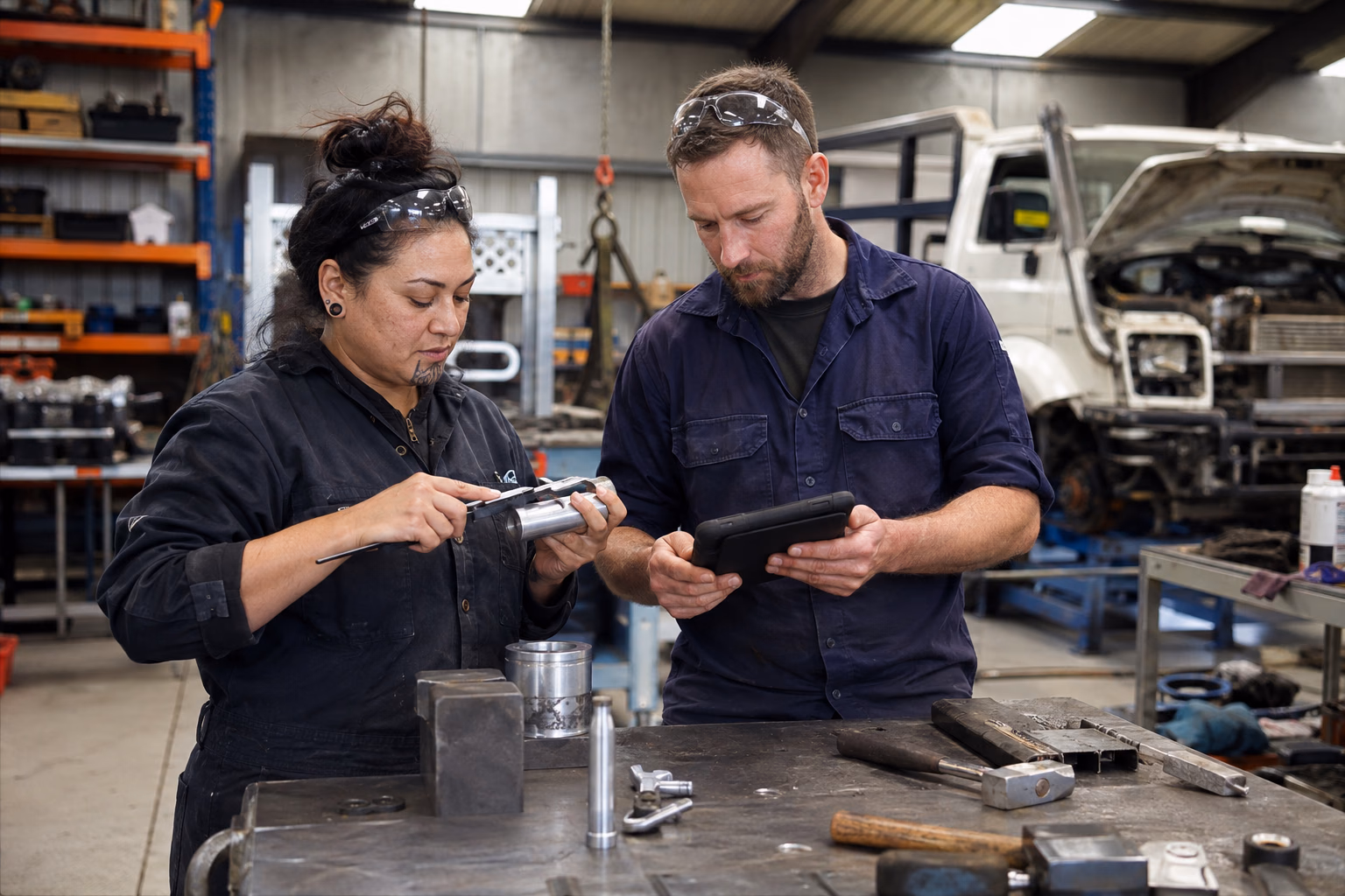 New Zealand workshop owner-operators working together